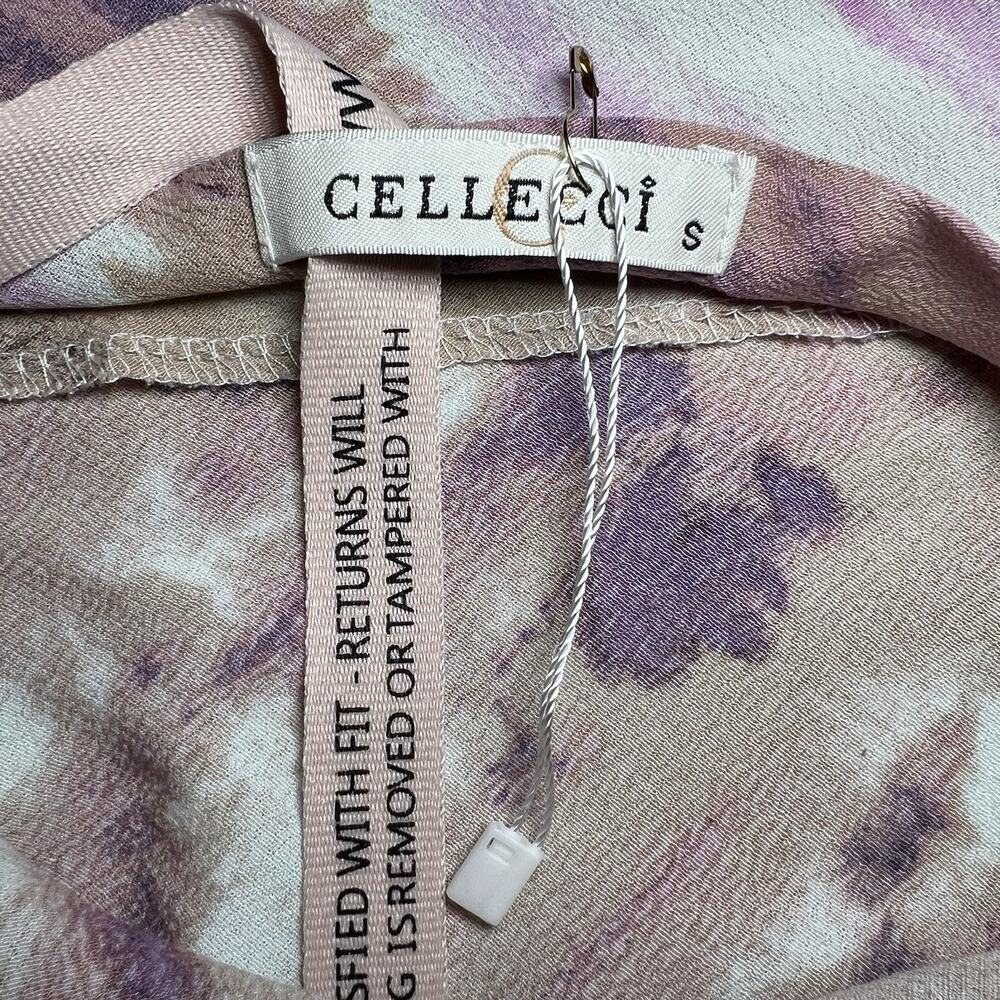 Cellecci Mini Dress Cowl Neck And Tie Back Halter Style Size Small New With Tags - Picture 3 of 5